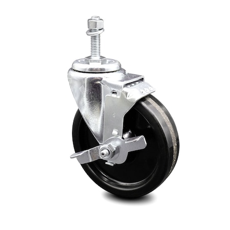 Service Caster 5 Inch Phenolic Wheel Swivel 10mm Threaded Stem Caster with Brake SCC SCC-TS20S514-PHS-TLB-M1015
